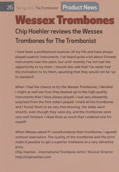 Review by Chip Hoehler of the Wessex trombones