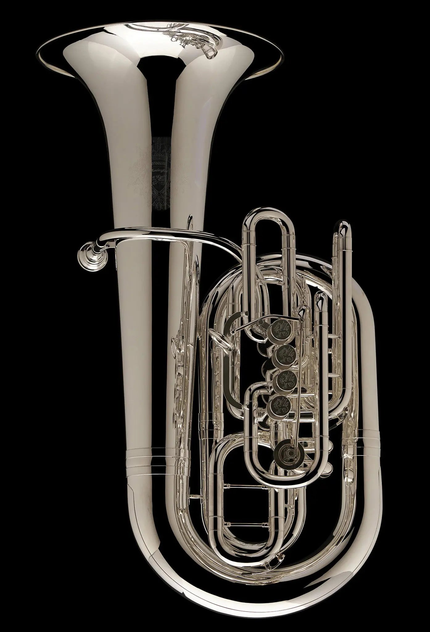 Silver Front-piston F Tuba for sale - front - TF555 HP