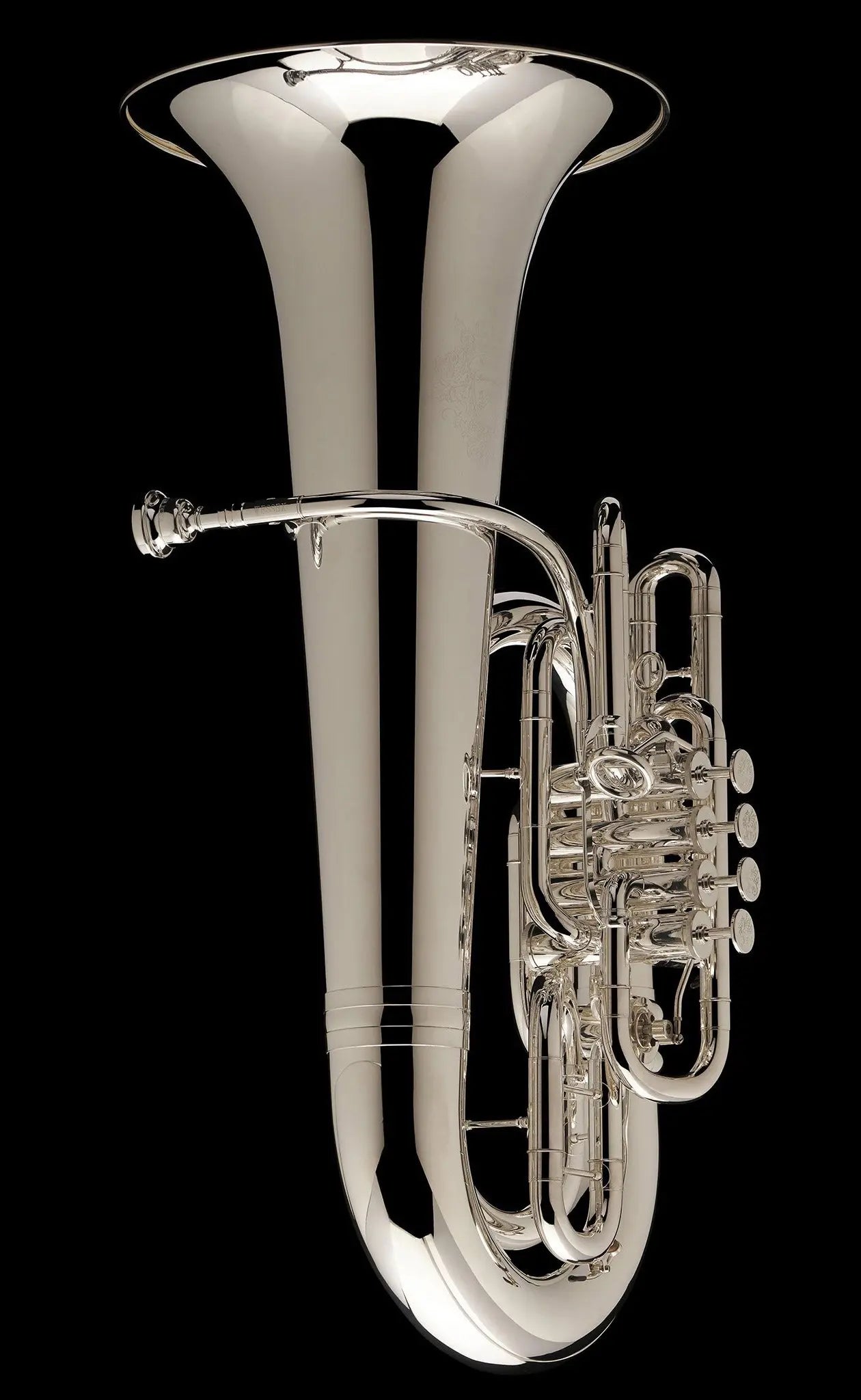 Silver Front-piston F Tuba for sale - side - TF555 HP